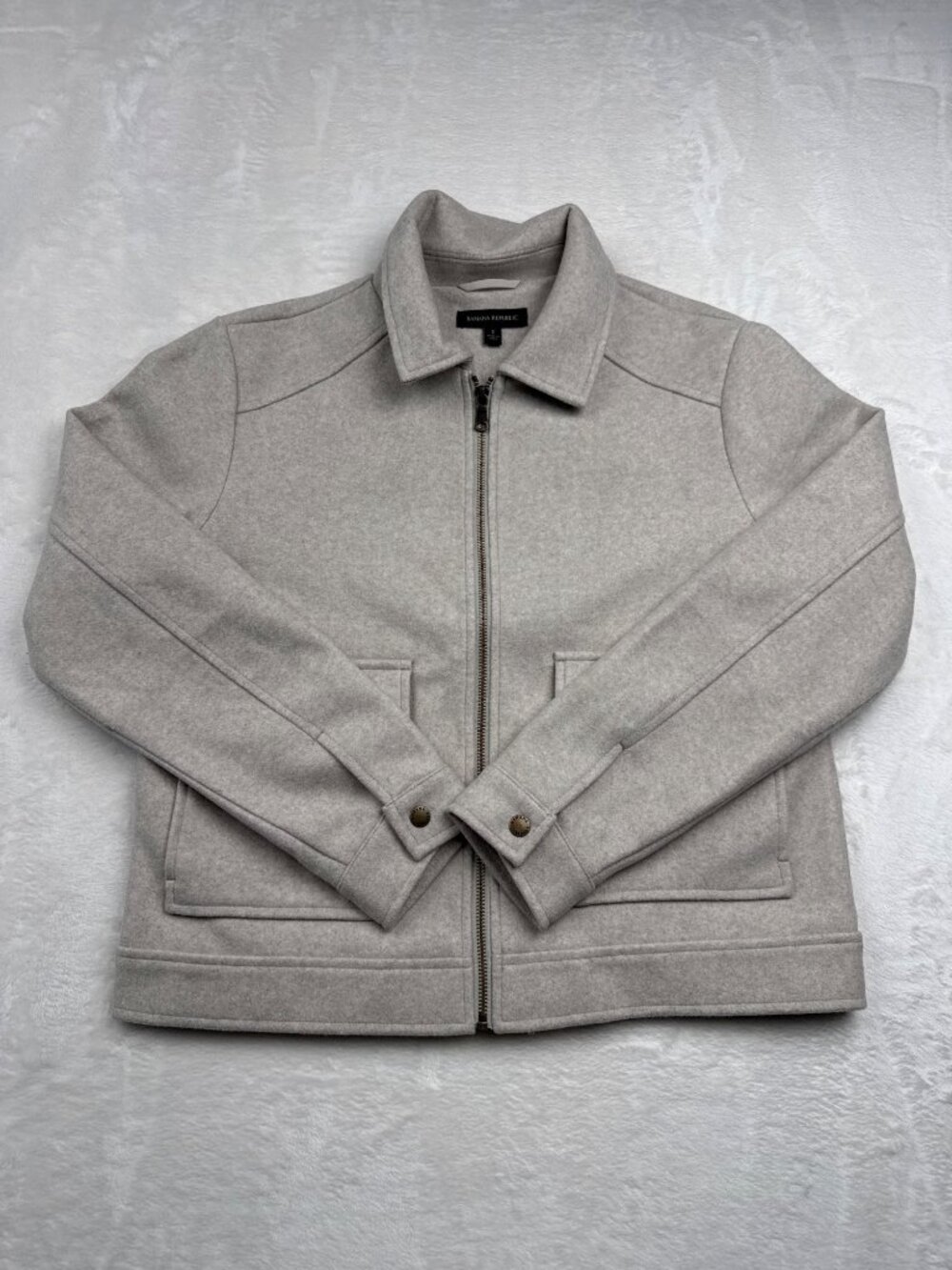 Banana Republic Womens Wool-Blend Zip Jacket Light Gray Small